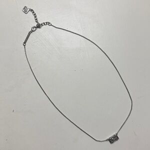 Kendra Scott Silver Necklace with Rectangular Platinum Drusy Pendant